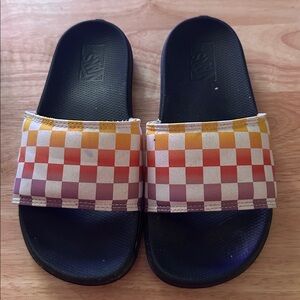 Vans Rainbow Check Multicolor Slip On Slide Sandals- Women’s size 5.